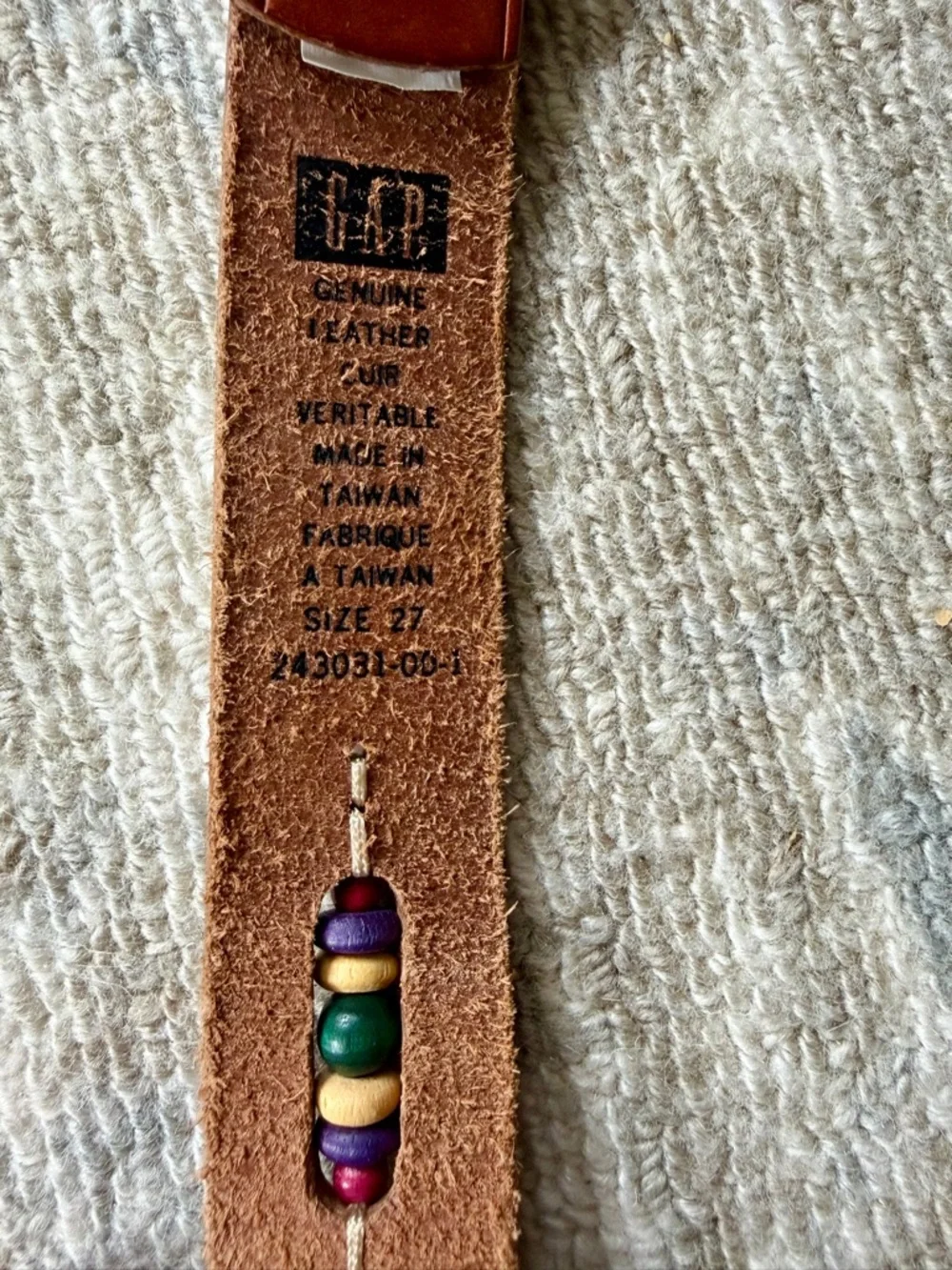 Vintage Gap belt leather embroidered beaded boho - Size 27
